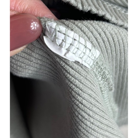 Y2K ZARA Pleated Puff Sleeve Ribbed Crop Top Womens M Sage Milkmaid Dainty Fairy - Picture 4 of 9